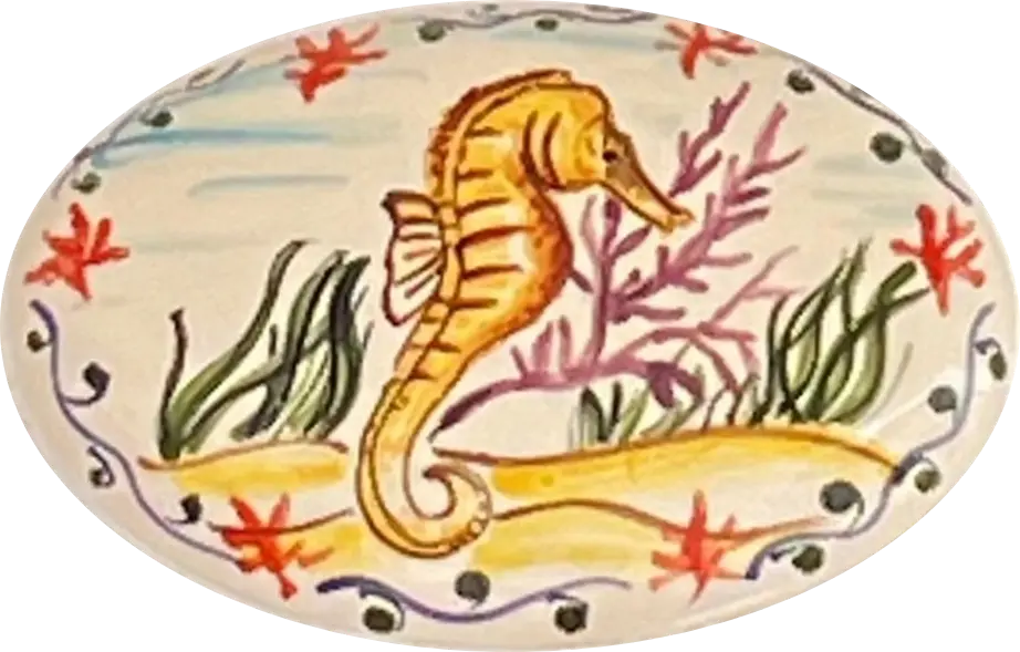 Logo della Stanza Cavalluccio in ceramica dipinta a mano
